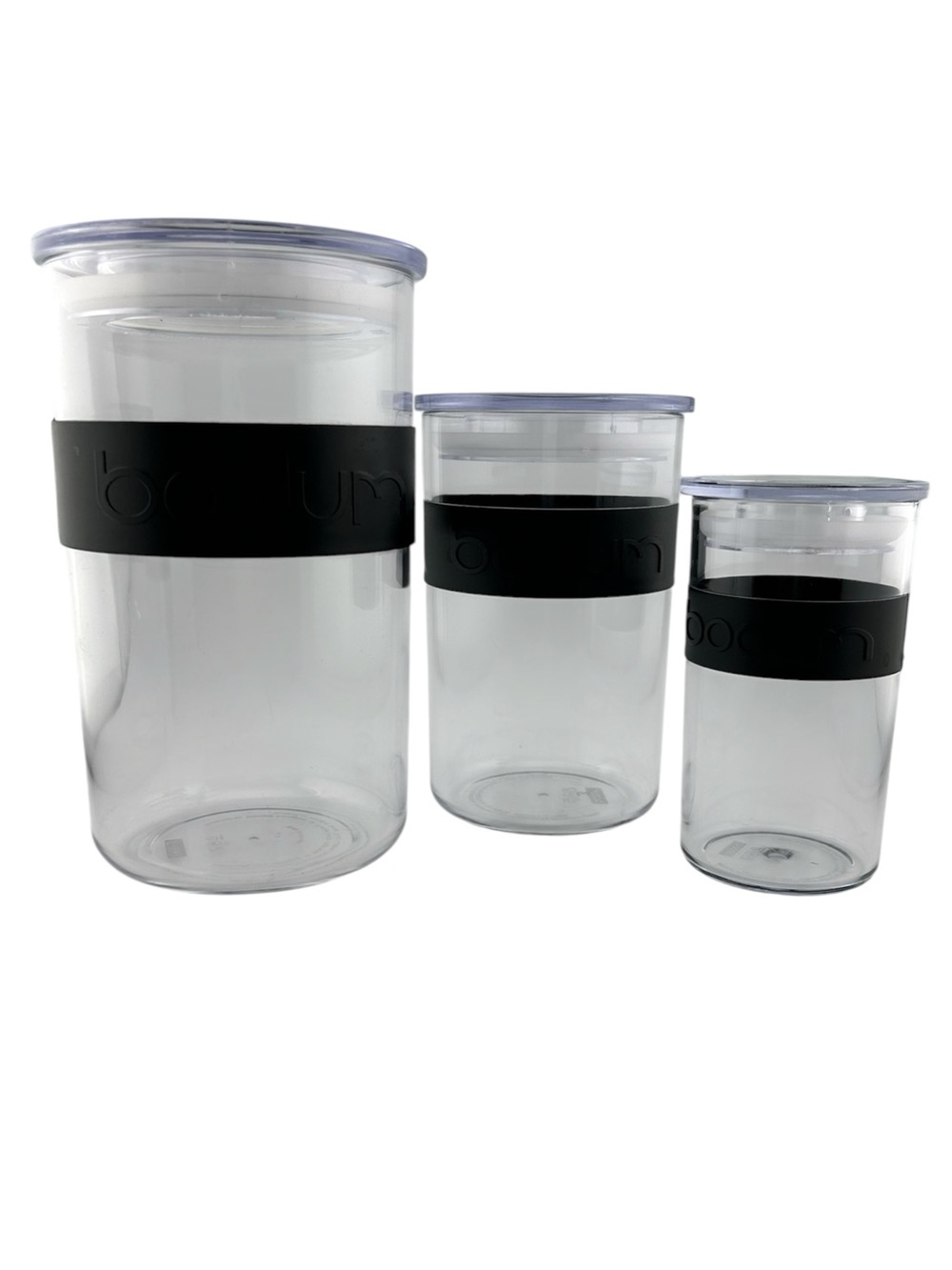 Bodum Clear Canister Set with Black Grip Bands
